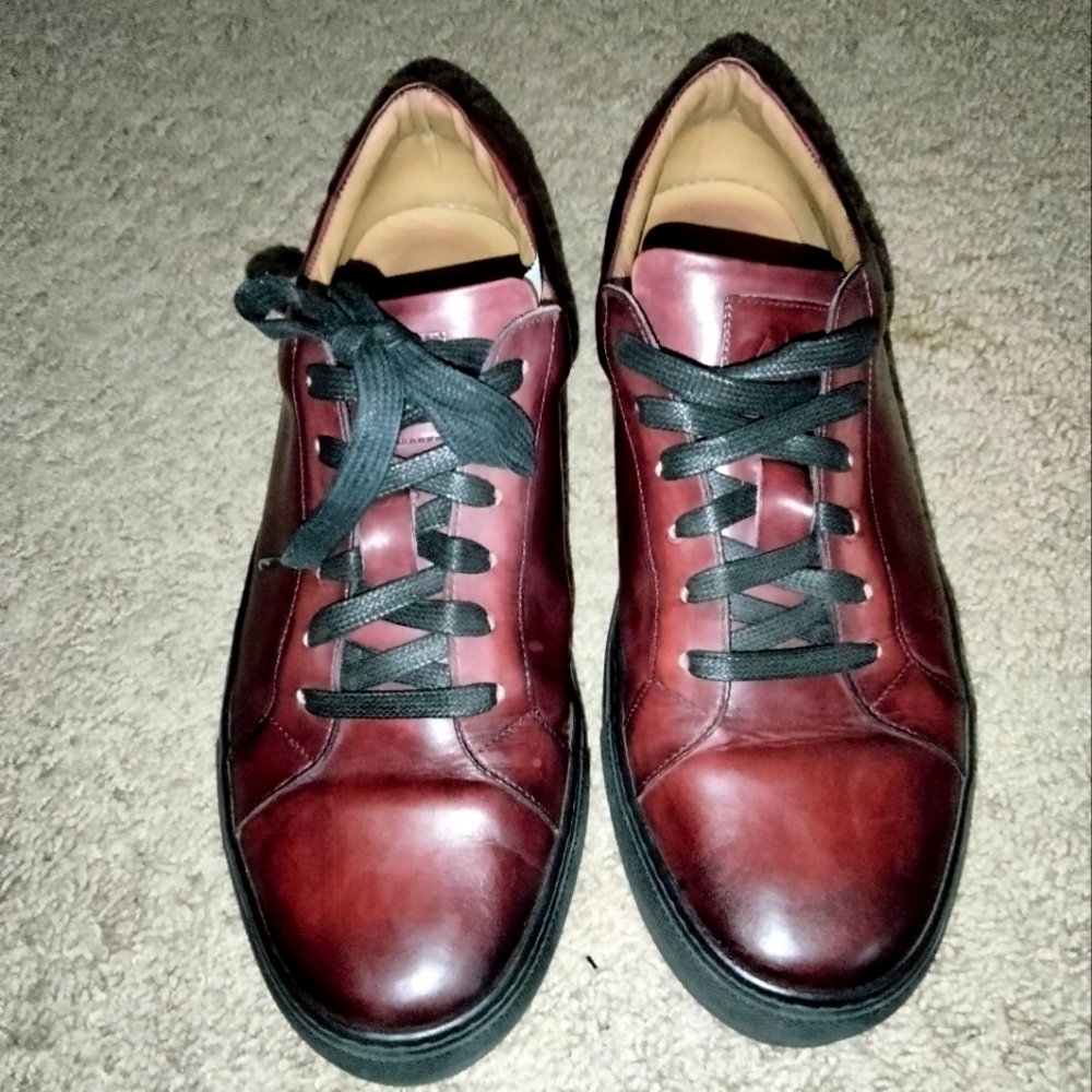 Ace Marks (Size 10.5) Men's Burgundy Italian Leather "Duke" Dress Sneakers